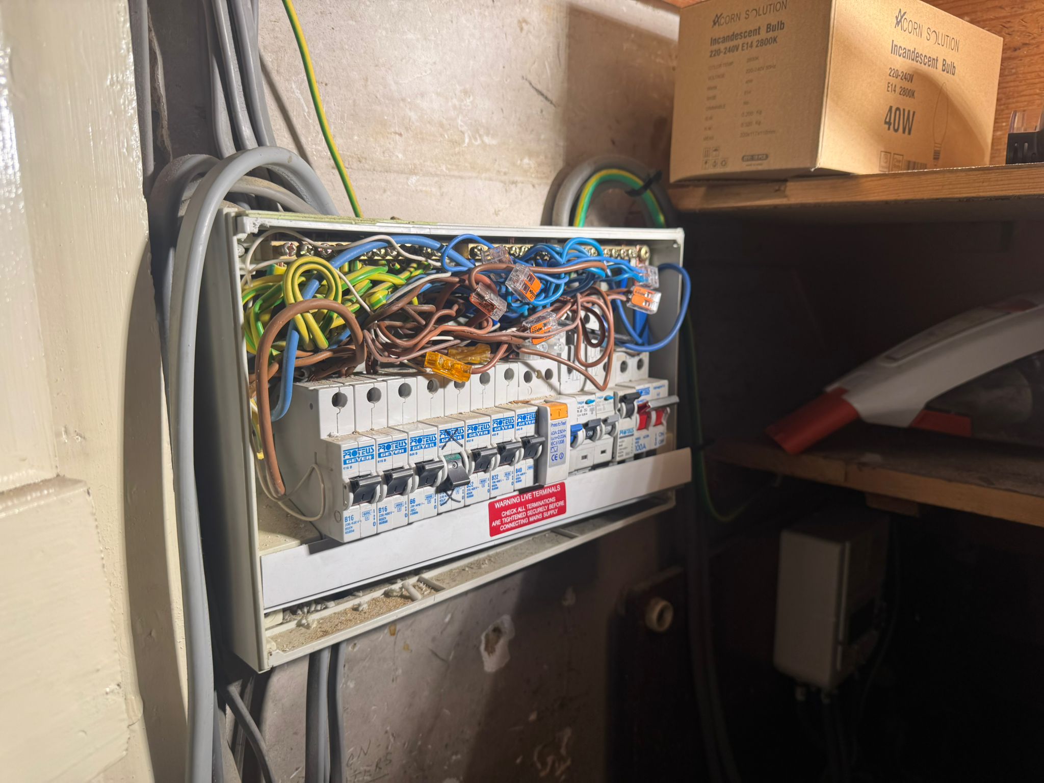 Before — old consumer unit